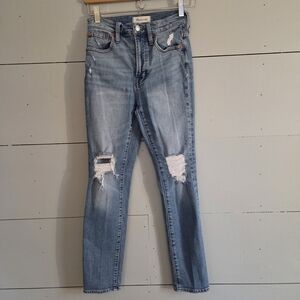 Madewell Perfect Vintage Blue Light Wash Distressed Denim Women Jeans Size 23
